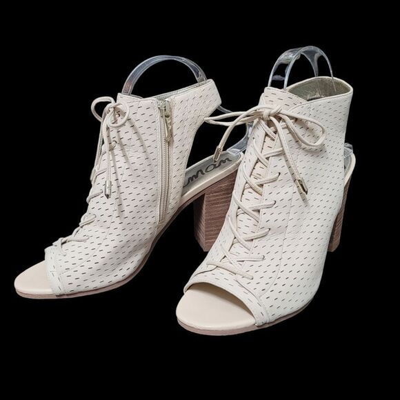 Sam Edelman Shoes - SAM Edelman Ennette Leather Sling Back Open Toe Bootie Cream